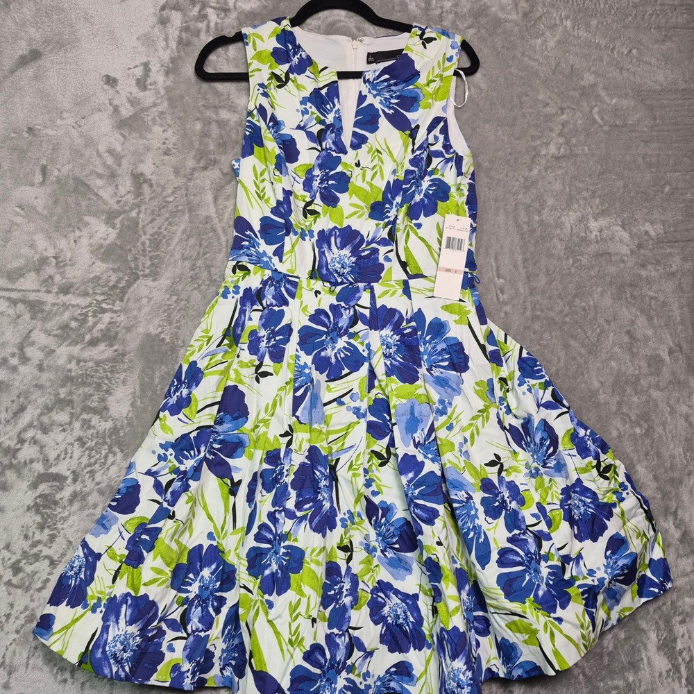 Chetta B Blue Green Floral V-Neck Fit & Flare Dress NWT Size 6 B1758773
